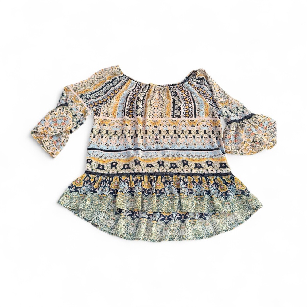 Democracy Boho Off Shoulder Peasant Top S Bell Sleeve
